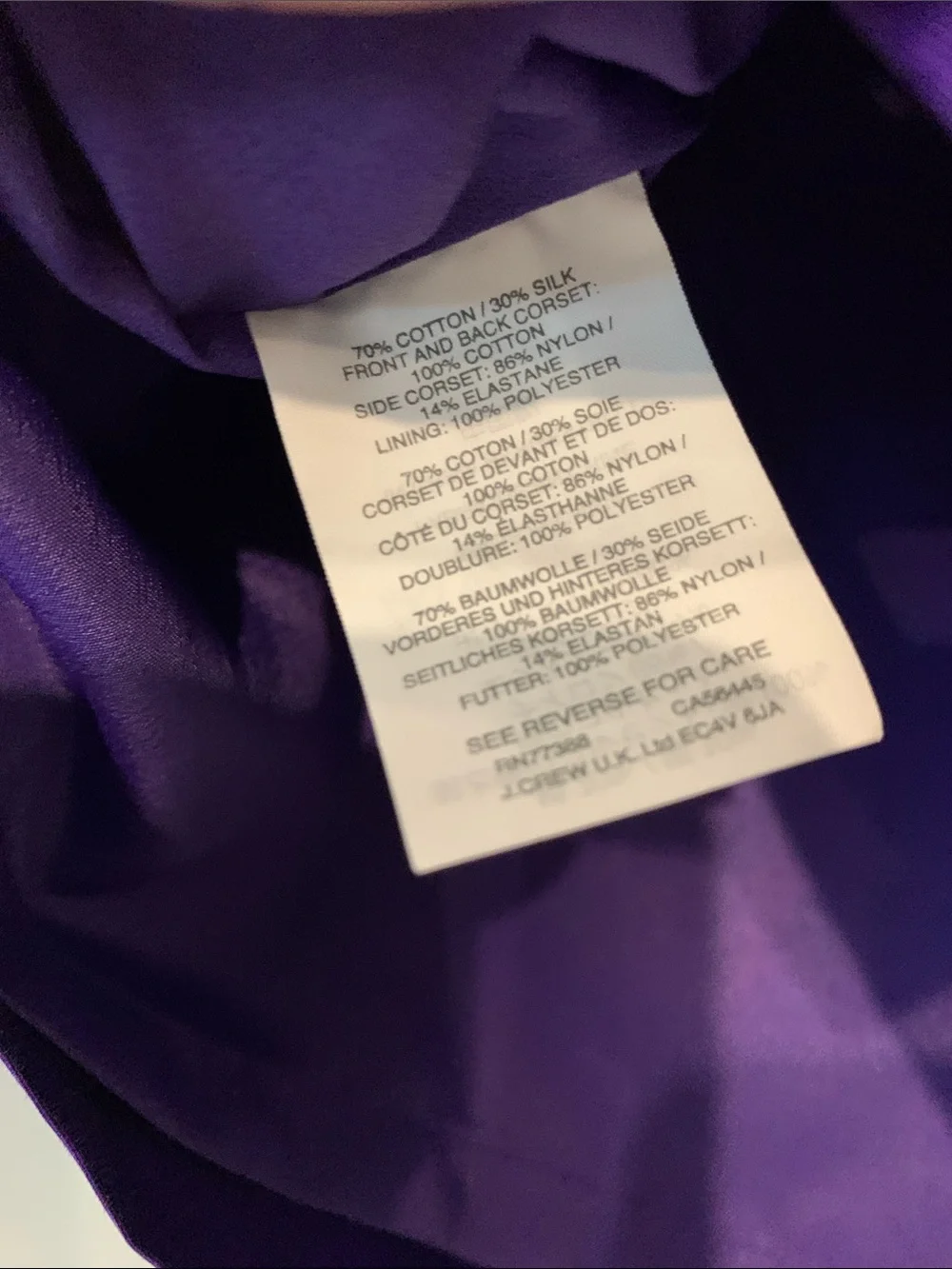 J.Crew Strapless Purple Bow Waist Cocktail Dress 0petite NWT